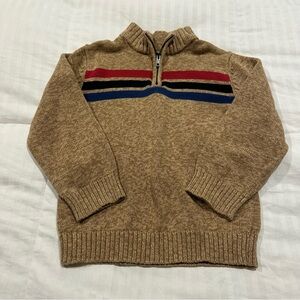 Gymboree boy’s Tan Zip-Up Sweater with Red and Blue Stripes size 5/6